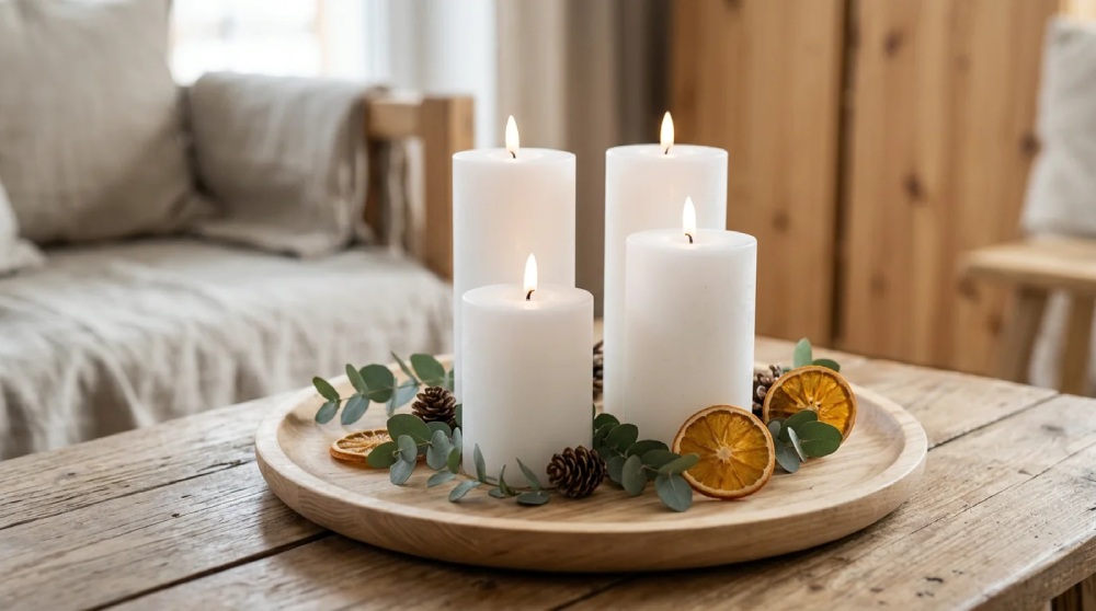 adventný veniec a led podnos