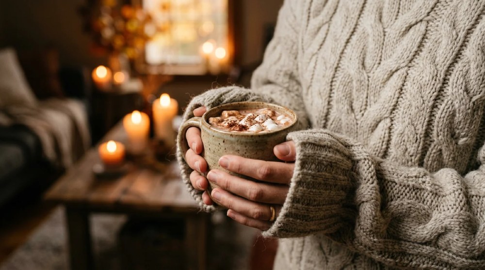 hygge domácnosť pri sviečkach